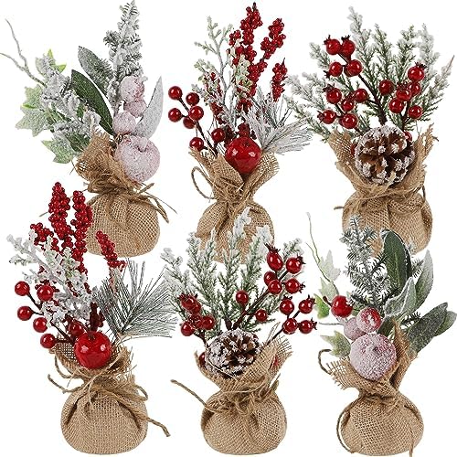 winemana 6 Pcs Mini Christmas Tree Table Decorations Holiday Centerpieces