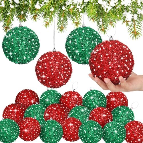 Lyrow 24 Pcs 4" Christmas Ball, Red,Green