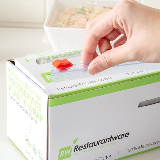Restaurantware Cling Wrap 2 Roll Of 12" x 2000' Plastic Food Wrap With Slide Cutter, Clear, Micorwavable, Freezer-safe, For Food Prep, Commercial and Home Kitchens