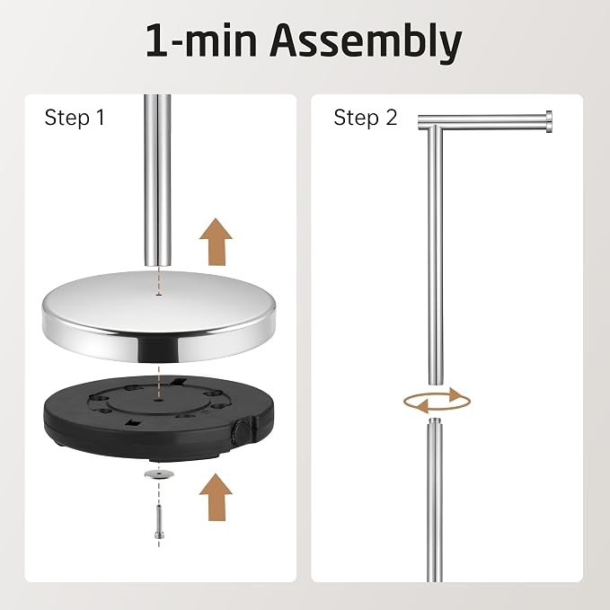KES Toilet Paper Holder Free Standing 26" H (Taller Version), Toilet Paper Holder Stand with Weighted Base for Bathroom, Rustproof 18/8 Stainless Steel Polished Finish, BPH283S66
