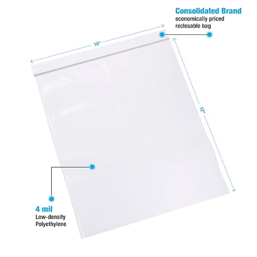 LK Packaging 10" x 12" 4 mil Single Track Zipper Bags, Pack of 1000