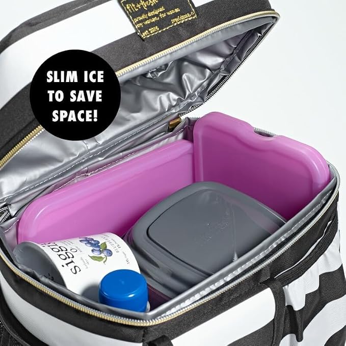 Cool Coolers by Fit & Fresh 4 Pack XL Slim Ice Packs, Quick Freeze Space Saving Reusable Ice Packs for Lunch Boxes or Coolers