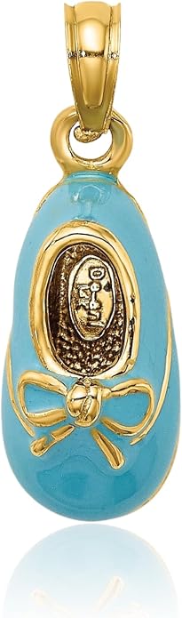 IceCarats 14K Yellow Gold Shoe Bow Pendant Necklace, 20.75mm 0.8 inch | 3d Sculpted, Polished, Solid, Medium