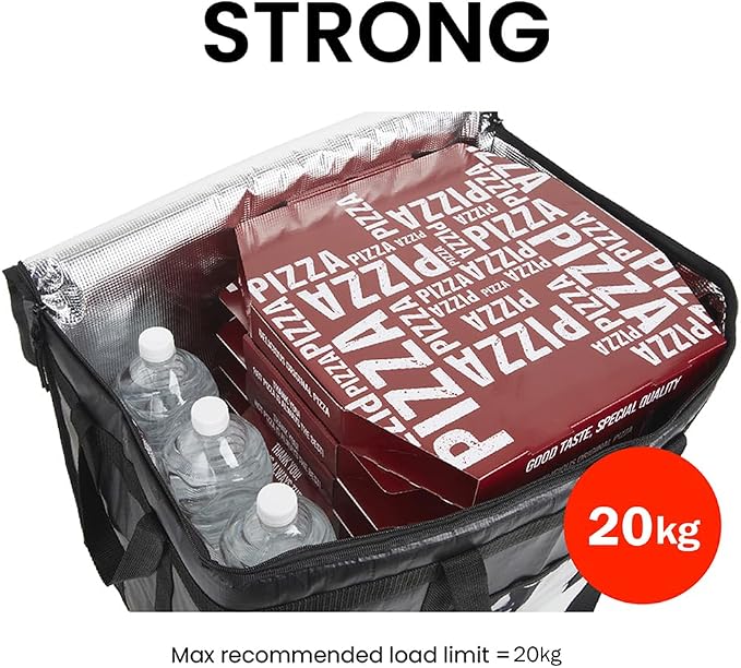 Insulated Food Bag, Portable Cooler Tote (3XL, Black, 10 Pack) | Large thermal bag, For cold & hot food, Soft sided cooler, Heavy duty carrier, Grocery shopping, Food delivery, Catering bag