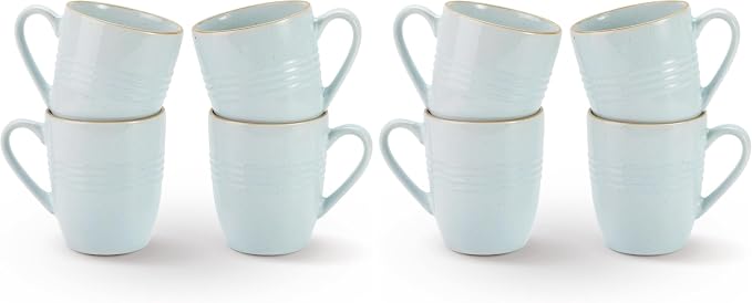 famiware Jupiter Coffee Mugs Set of 4, 14 OZ Coffee Mug, Microwave and Dishwasher Safe, Coffee Cups with Handle for Coffee, Tea, Cocoa, Milk, Light Blue (Pack of 2)