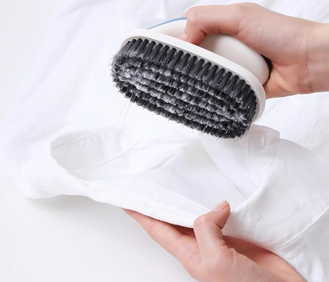 Laundry Scrub Brush Small Size with Handle - Multipurpose Cleaning Tool for Cloth Scrubbing, Bathroom, Sink, and More (1, Gray)