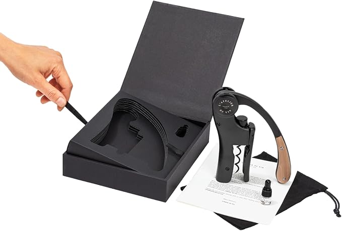 L’Atelier du Vin Oeno Motion Black & Wood Lever Corkscrew | Luxury Wine Bottle Opener Premium Gift Box Hand Made Wine Tasting Accessories, Sommelier, Bartenders, Table Centerpiece Designed In France