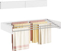 Wall Mounted Clothes Drying Rack Folding Indoor, Foldable Laundry Drying Rack Collapsible, Space Saving, Retractable Towel Drying Rack, with Wall Template(5 Drying Rods, White 23.6")