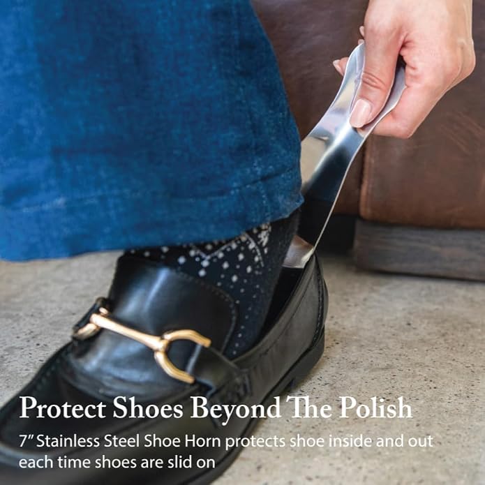 FootFitter Premium Leather Shoe Shine Kit, Complete Polish and Care Set | Restoration & Conditioning Kit with Premium Cleaning & Shoe Shine Tools in Metal Storage Tin for Footwear Care Precision