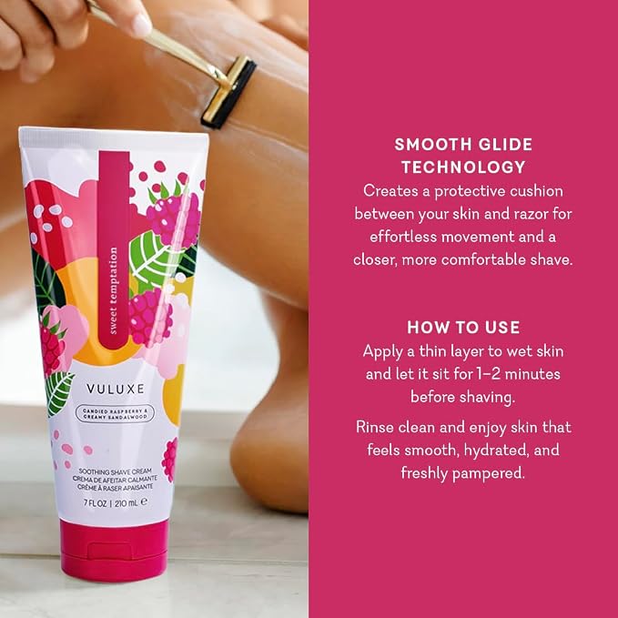 Pure Romance - Vuluxe Shaving Cream for Women - Sweet Temptation (7 fl oz) - Prevents Razor Bumps & Irritation - Orchid, Blackberries, Vanilla - Foaming Shave Cream Moisturizer - Skin Care & Self Care