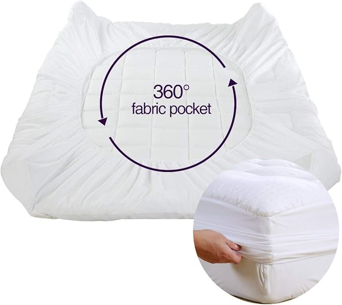 EASELAND Full Size Mattress Pad Pillow Top Mattress Cover Quilted Fitted Mattress Protector Cotton 8-21" Deep Pocket Cooling Topper (54x75 Inches, White)