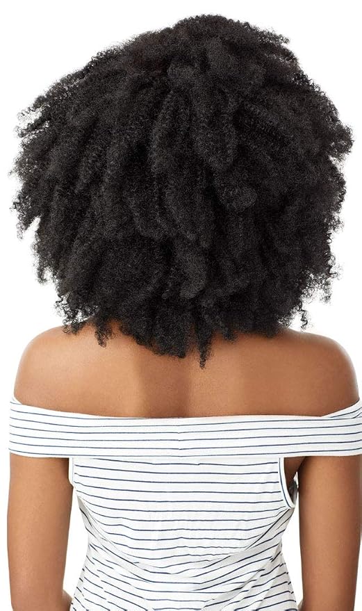 Outre BIG BEAUTIFUL HAIR CLIP-IN Blends Perfectly w/Curly & Textured Hair Creates Longer Fuller Looks 100% Human Hair Premium Blend Limitless Quick Styling - 4C CORKSCREW AFRO (2T1/BU)