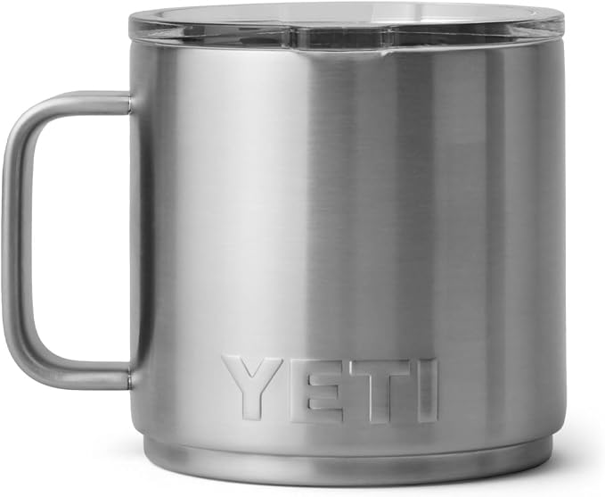 YETI Rambler 14 oz Ceramic Lined Stackable Mug, Vacuum Insulated, Stainless Steel with MagSlider Lid, Stainless