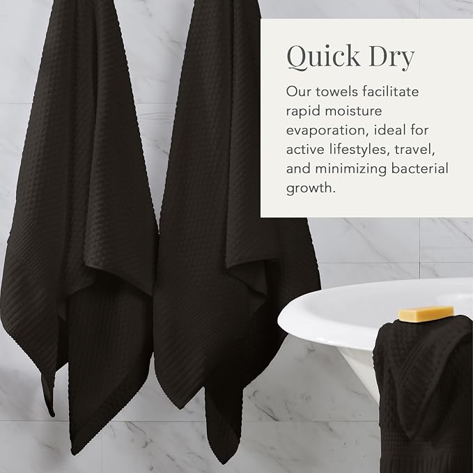 NY Loft 100% Cotton 2-Pack Oversized Bath Towel Set | Black | Quick-Dry | Two Oversized 35" x 70" Bath Towels / Bath Sheets | Super Absorbent | Designer-Styled Texture