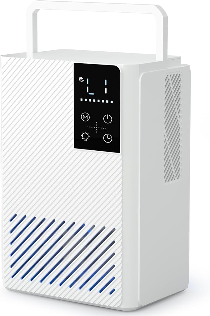 Dehumidifier 58W Compact Quiet Effective Double Cores for Home. 68OZ Water Tank, Sleep Mode, Auto Shut-Off, Delay-Off Timer, Night Light, for Bathroom Bedroom RV Camper Closet or any Small Space