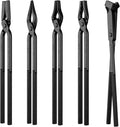 5PCS Blacksmith Tongs Set with Hammer - V-Bit Blade, Wolf Jaw, Scrollings, Flat Jaw & Square Jaw, Assembled High Carbon Steel Forging Tools for Metalworking