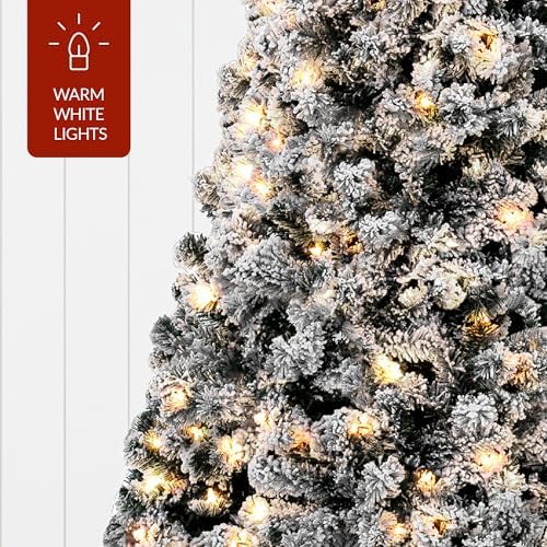 Best Choice Products Pre-Lit Black Christmas Tree, 4.5ft Artificial Flocked Full Fir Tree, Holiday Decoration w/ 200 Lights, 400 Branch Tips