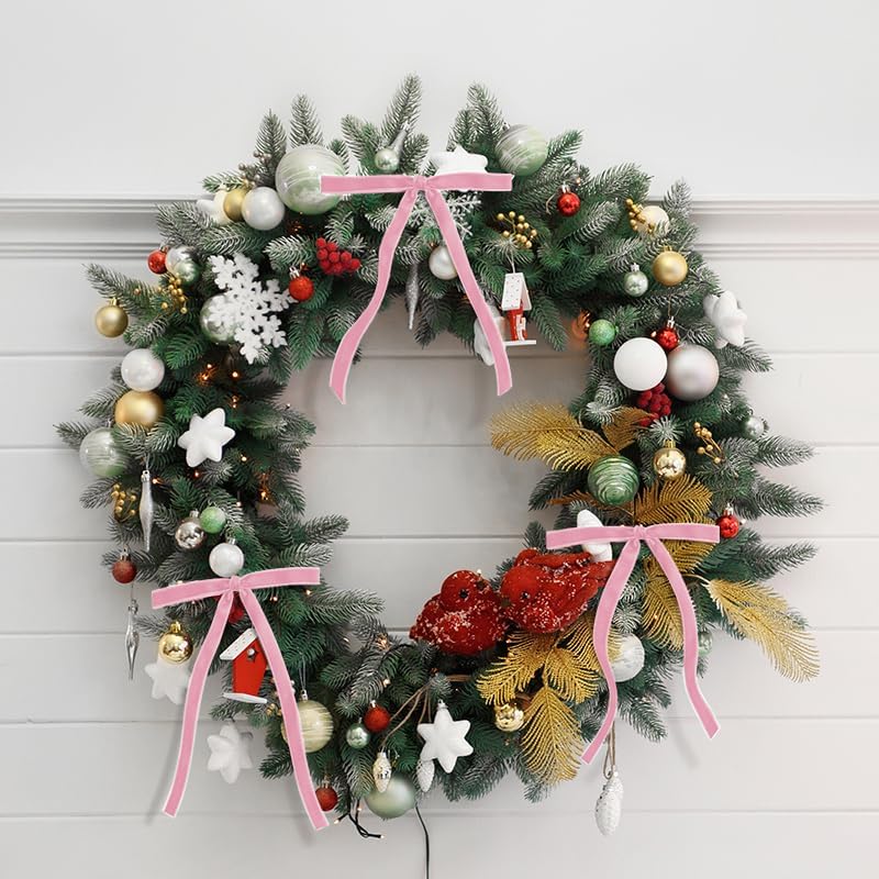 SIMISI RIBBON 24Pcs Christmas Velvet Ribbon Bows Decorations for Tree