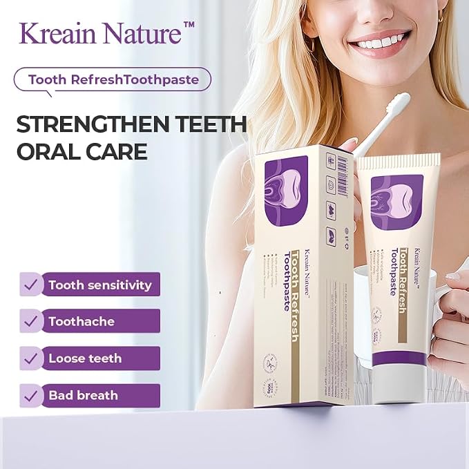 Tooth Refresh Toothpaste, Fluoride-Free, 2 Pack | Hydroxyapatite for Enamel Support, Whitening & Stain Remove, Fresh Breath, Gentle for Sensitive Teeth, 3.5 Oz, 2 Pack