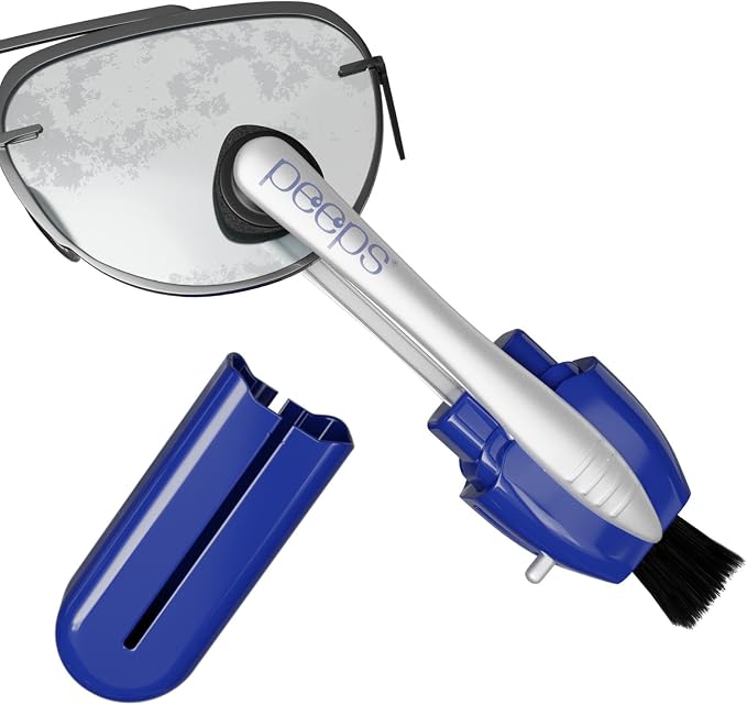 Peeps Glasses Cleaner - for Eyeglasses, Reading Glasses, and More - Lens Cleaner with Carbon Microfiber Tech-Injected Blue-1 Count (Pack of 1)