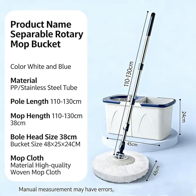 Spin Mop Bucket Kit with Integrated Wringer System | 3 Pack Microfiber Spin Mop Refills, Spin Mop Bucket System for All Floor Types Cleaning