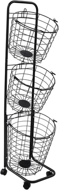 Laundry Basket with Wheels, 3 Tier Rolling Laundry Hamper Cart, Removable Metal Storage Shelf Basket, Portable Clothe Organizer Cart for Laundry Room, Balcony, Toilet, Kitchen