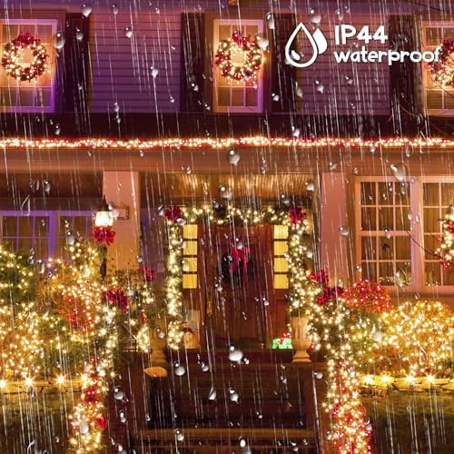 weillsnow 164Ft 500 LED Christmas Lights, Waterproof 8 Twinkle with Memory Functions Christmas Tree Lights for Indoor Outdoor Christmas Tree Garden Decoration (Warm White)