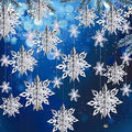 Snowflake Decorations, Paper Christmas Hanging Decor Indoor, Silver, 14-Pc