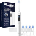 Electric Toothbrush, Sonic Toothbrush for Adults Teens with Pressure Sensor, AI Zone Cleaning Tracking, 5 Modes & 3 Intensities, 180 Days Battery Life, 4 Brush Heads with Travel Case, White