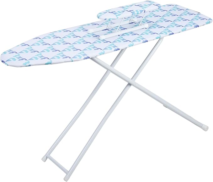 Folding Ironing Board, Extra-Wide Adjustable Height Iron Board with Folding Legs, Exquisite Pattern,Smooth Edge,Good Load-Bearing, Non-Slip Iron Board for Home Bathroom (42.13" Blue)