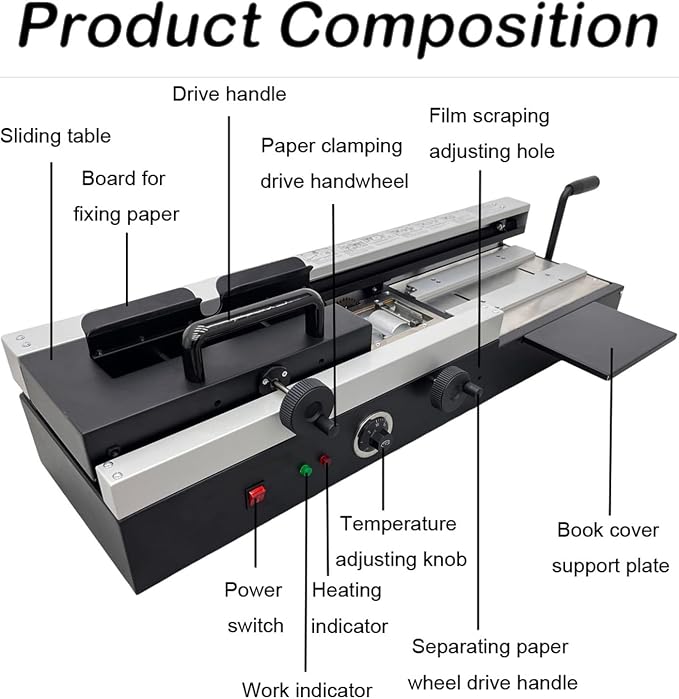INTBUYING Hot Glue Book A4 Binder Machine Hot Melt Glue Binding Machine 200 Books Per Hour Max Binding Thickness 1.57in 110V 1200W