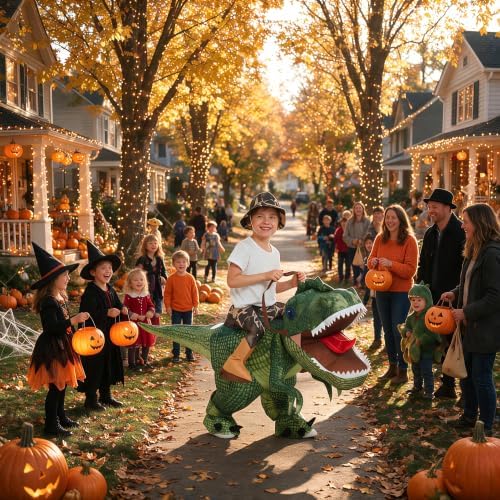 One Casa Inflatable Dinosaur Costume for Kids,Blow Up Halloween T Rex Suit