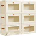DIMJ Storage Bins with Lids - 6 Pack Large Fabric Closet Organizer with Window & Handles, Collapsible Decorative Storage Boxes for Shelves Under Bed, Books Clothes Blankets Sweaters Organization