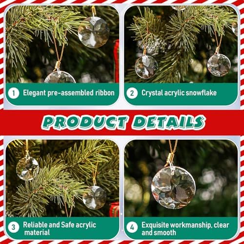 Syhood 100 Pcs Crystal Christmas Tree Ornaments, Prisms
