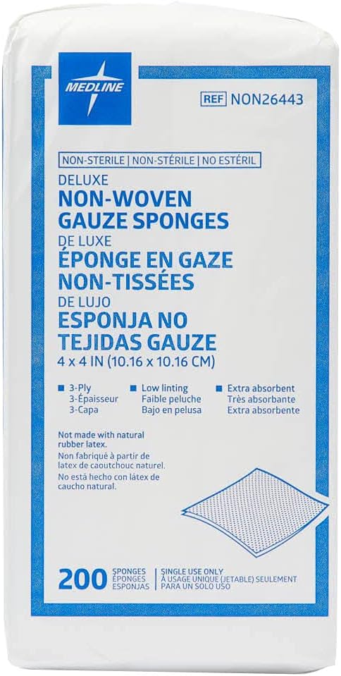 Medline Avant Deluxe Non-Sterile Gauze Sponge, 4" x 4", 3-Ply (Pack of 2000)