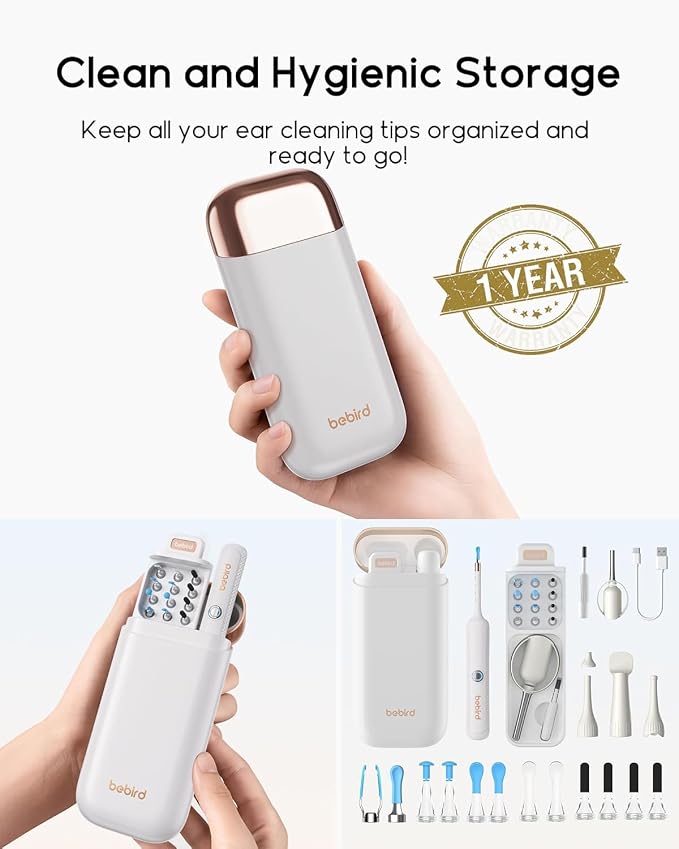 Bebird Earsight Plus R37R Ear Wax Removal Tool Camera, FSA HSA Eligible Items, Smart Ear Cleaner with Painless Visual Tweezers, Flexible Ear Camera Otoscope, Home ENT Cleaning Kit for Family,White