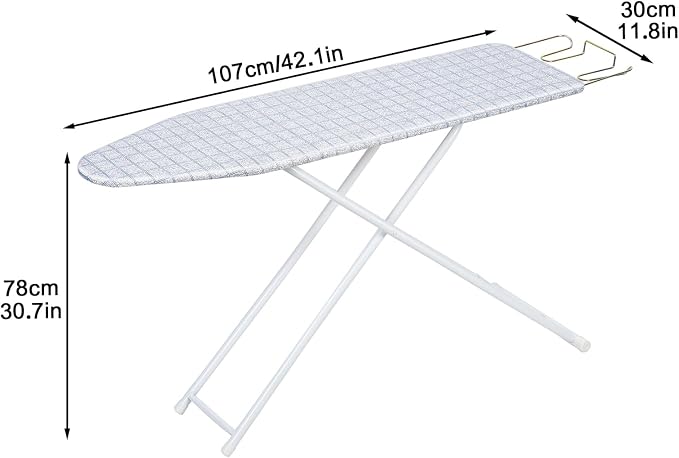 Folding Ironing Board, Extra-Wide Adjustable Height Iron Board with Folding Legs, Exquisite Pattern,Smooth Edge,Good Load-Bearing, Non-Slip Iron Board for Home Bathroom (42.13" Grey)