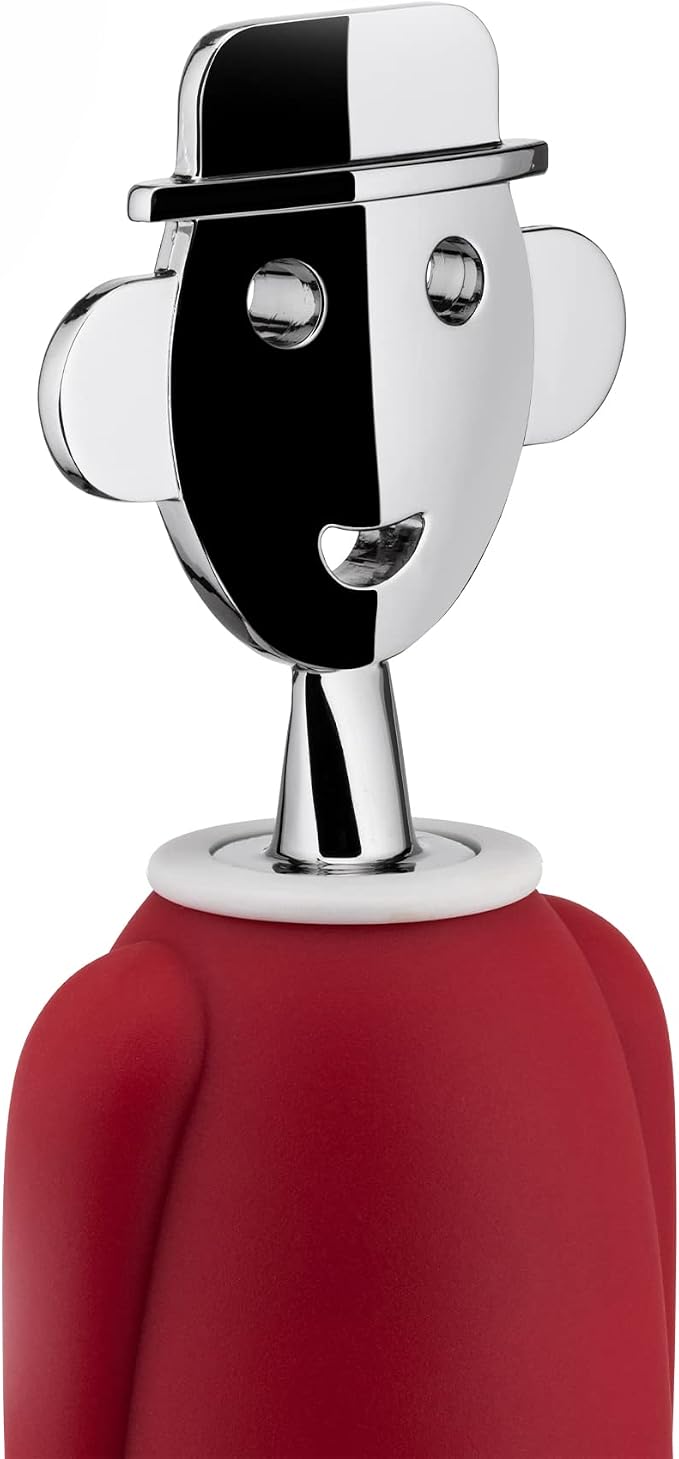 Alessi AAM23 R Alessandro M. - Design Corkscrew in Chrome-plated Zamak and Thermoplastic Resin, Red and White