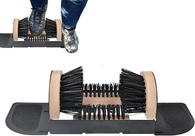 Shoe Cleaning Scraper, 23.5x10.5cm Wooden Metal Boot Dirt Cleaner Heavy Duty Brush for Outside Entryway, Mud, Snow, Farm, Camping, Easy Dirt Removal, Footwear Care