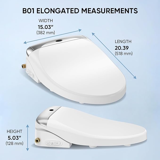 LEIVI Electric Bidet Toilet Seat with Wireless Remote and Side Panel, Multiple Spray Modes, Adjustable Heated Seat, Warm Water and Air Dryer, Auto LED Nightlight, Elongated