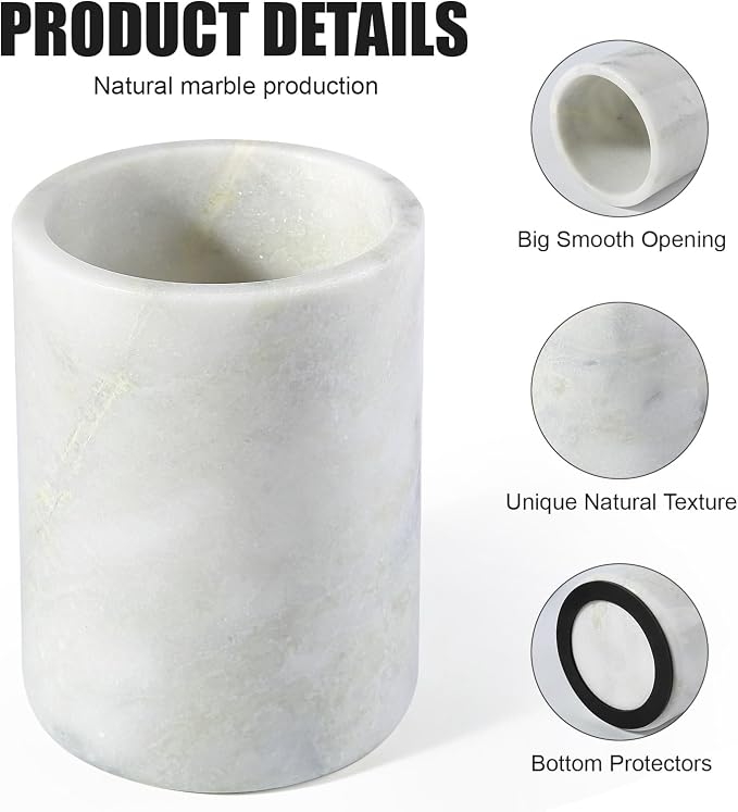Marble Wine Bottle Chiller Bucket,Versatile Wine Chillers for Bottles, Handcrafted Wine & Champagne Cooler for Parties, Dinner - Luxury Kitchen Utensil Holder Ideal for Wine Enthusiasts, White