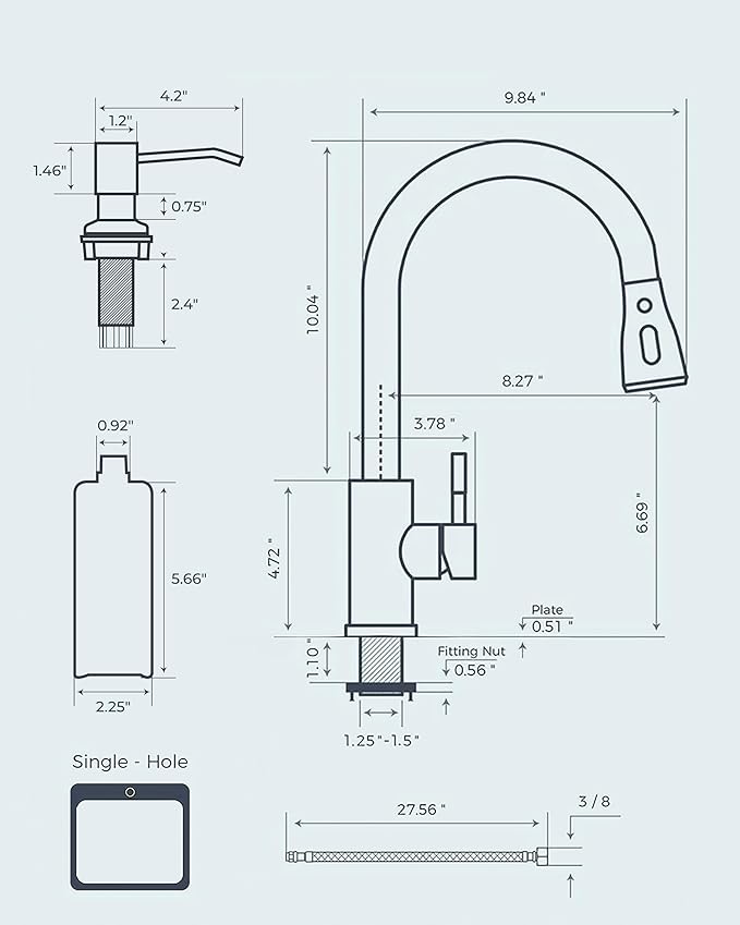 FORIOUS Kitchen Faucet with Soap Dispenser, Single Handle Stainless Steel Transitional Sink Faucet with Pull Down Sprayer 1 or 3 Hole, Suitable for Farmhouse Laundry Camper RV Bar, Oil Rubber Brown
