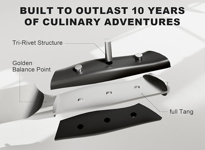 Knife Set with Block - Kitchen Knife Set German High-Carbon Stainless Steel with Built-in Sharpener - Full Tang, Triple-Rivet Ergonomic Handle - Holiday Gift Idea - 15-Piece, Falcon Series.