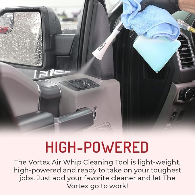 HI-TECH Vortex I Air Cleaning Gun – Deep Cleans Auto Interiors & Exteriors – Compressed Air Powered – Car Detailing Tool for Dirt, Dust, Grime & Stains