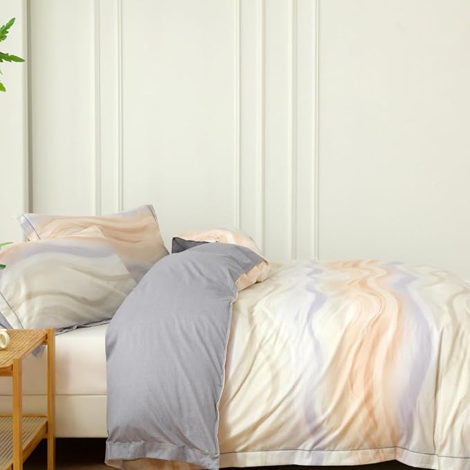 OAITE Duvet Cover Set King Size Floral Pattern Ultra Soft 100% Cotton Duvet Cover Sets 3-PC, Breathable Duvet Cover with Zipper Closure & Corner Ties(2 Pillow Shams,1 Duvet Cover)