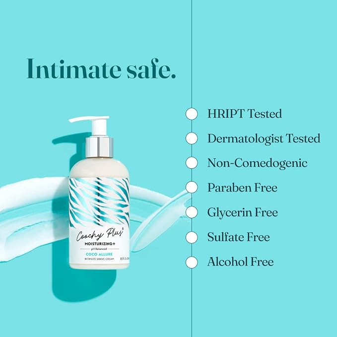 Coochy Plus Intimate Shaving Cream MOISTURIZING Plus COCO ALLURE For Pubic, Bikini Line, Armpit - Rash-Free With Patent-Pending Formula – Prevents Razor Burns & Bumps, In-Grown Hairs, Itchiness 3 Pack