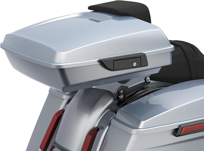 Advanblack Road Glide Tour Trunk Pack Barracuda Silver Razor Tour Trunk Pack Backrest Pad for '97-'25 Harley Touring Road King Street Glide Electra Glide CVO models