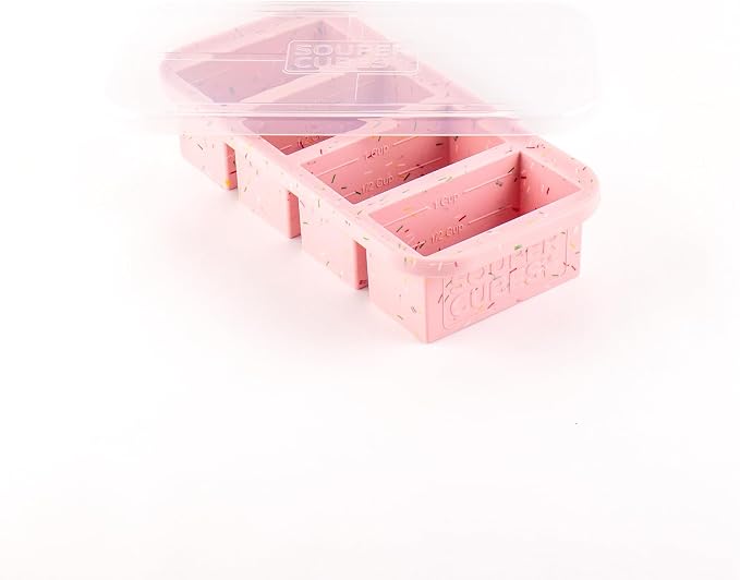 Souper Cubes 1 Cup Silicone Freezer Trays with Lids, Cotton Candy, 1-Pack | 100% Platinum-Cured Silicone Freezer Cube, Oven and Microwave Safe, Perfect for Freezing Soup, Rice, Protein, Grains and More