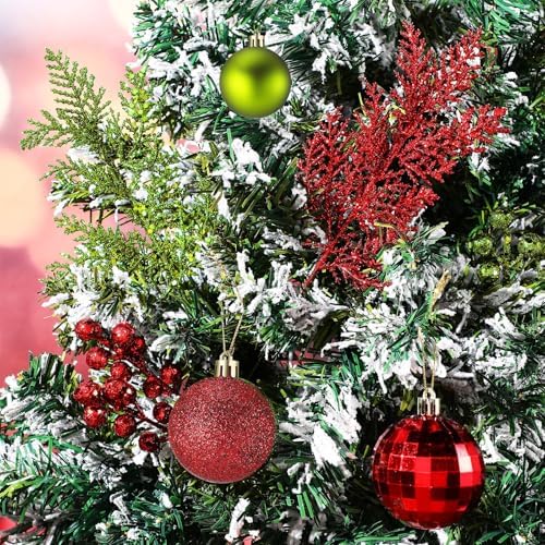 Sratte 94 Pcs Christmas Tree Ornaments Decoration Set, Green,Red