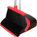 Long Handle Broom and Dustpan Set, Self-Cleaning with Dustpan Teeth for Home, Kitchen, Office, and Pets – Stand-Up Design for Indoor & Outdoor Sweeping (Red)